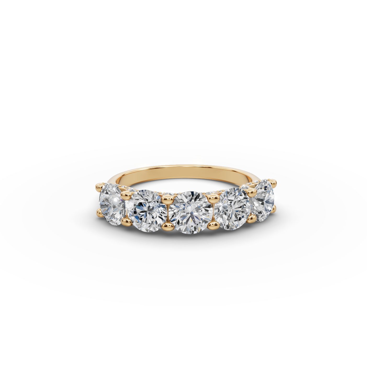Luminous Light Round Lab-Grown Diamond Five Stone Ring in yellow gold, set with lab-grown diamonds