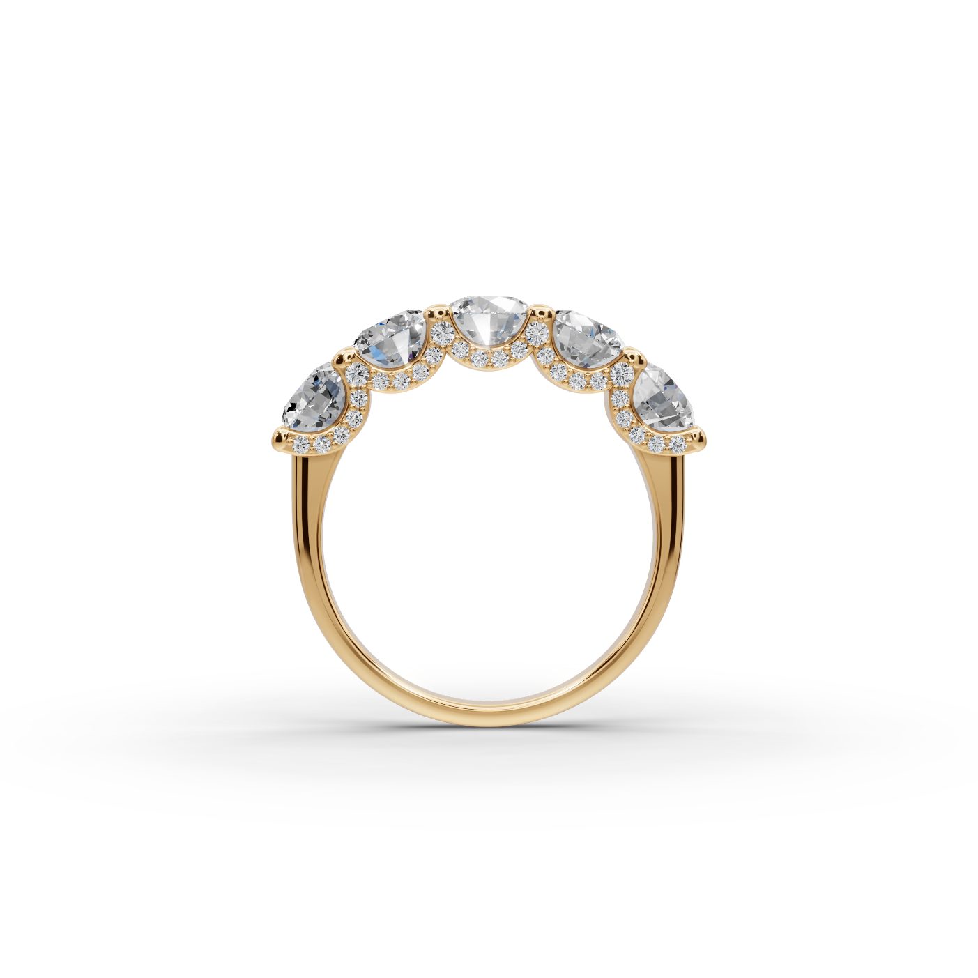 Luminous Light Round Lab-Grown Diamond Five Stone Ring in yellow gold