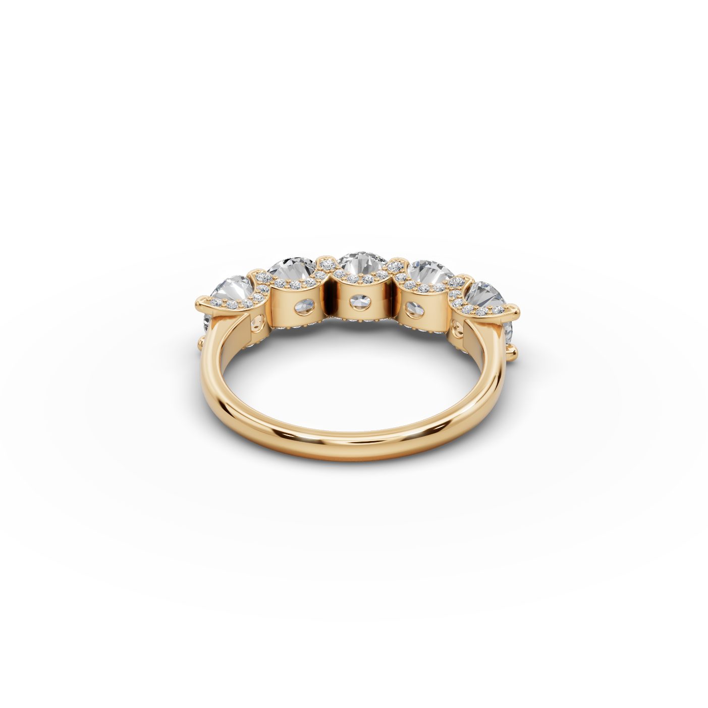 Luminous Light Round Lab-Grown Diamond Five Stone Ring in yellow gold