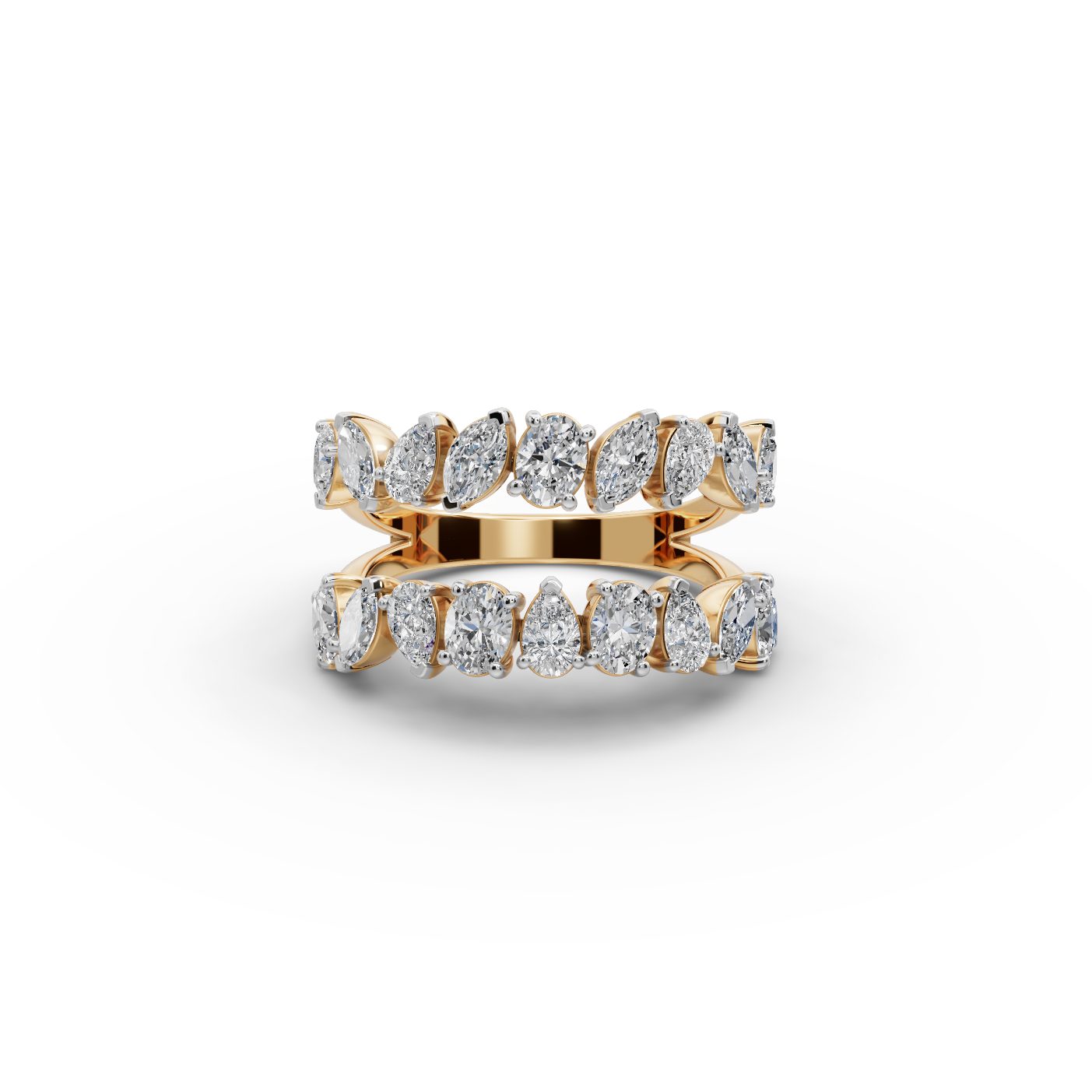 Everlasting Promise Oval Lab-Grown Diamond Bands Ring in yellow gold, set with lab-grown diamonds