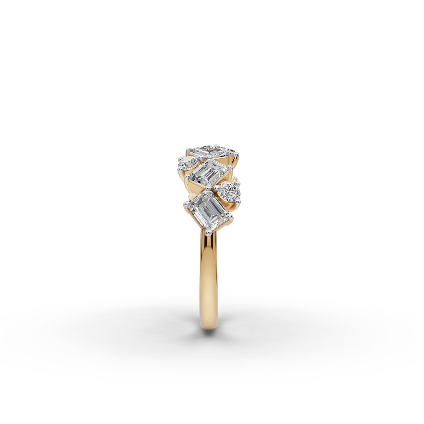 Eternal Muse Emerald Lab-Grown Diamond Bands Ring in yellow gold