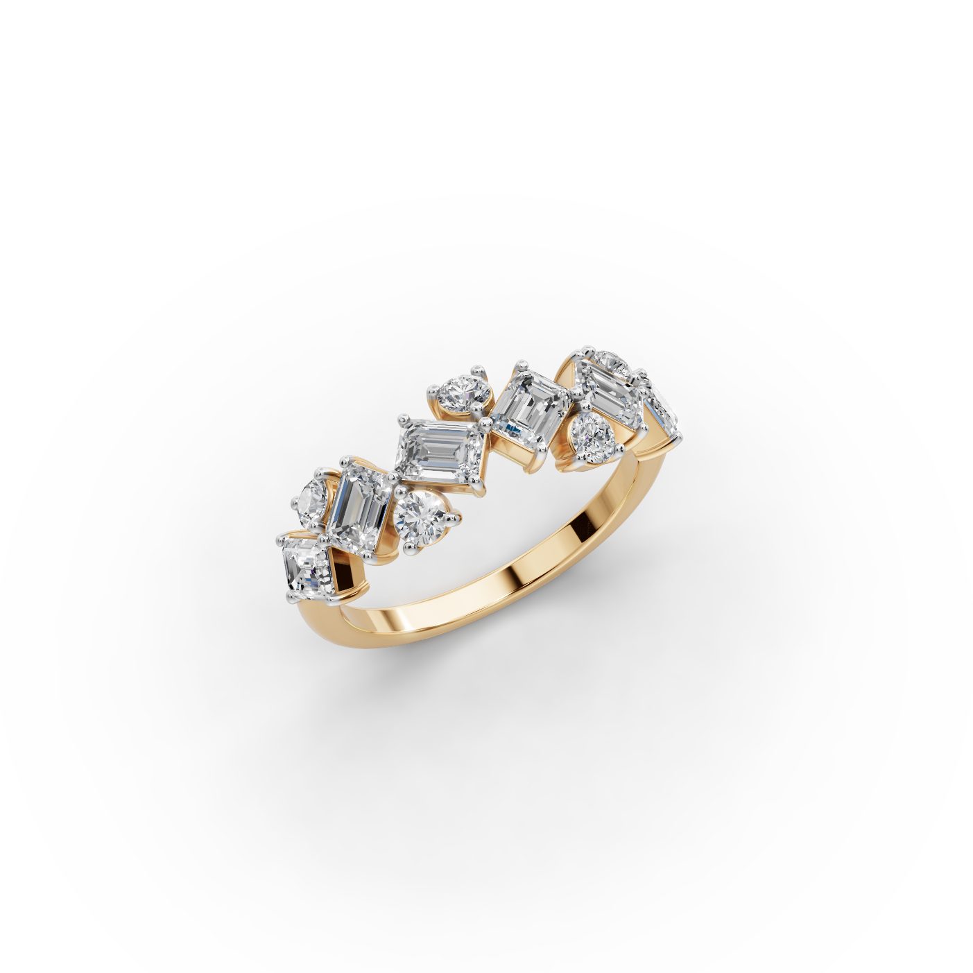 Eternal Muse Emerald Lab-Grown Diamond Bands Ring in yellow gold