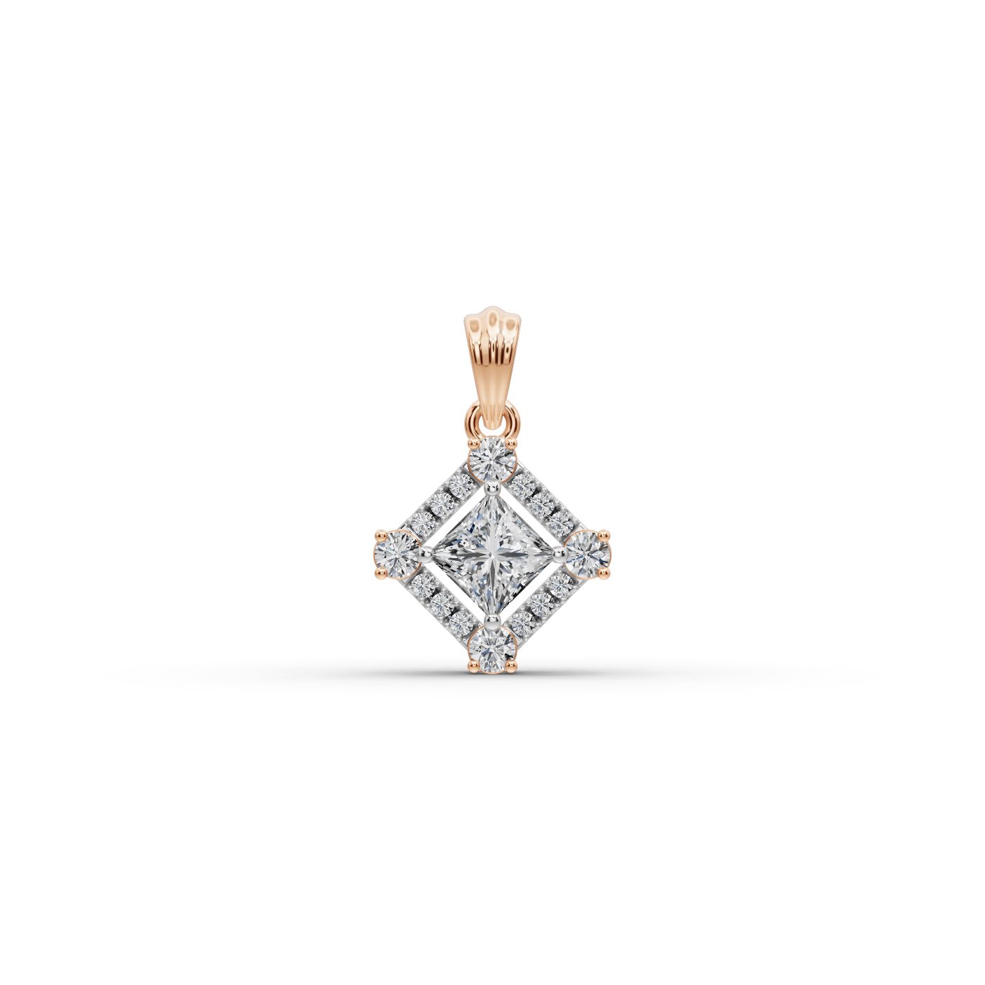 Everlasting Line Princess Lab-Grown Diamond Halo Pendant in rose gold
