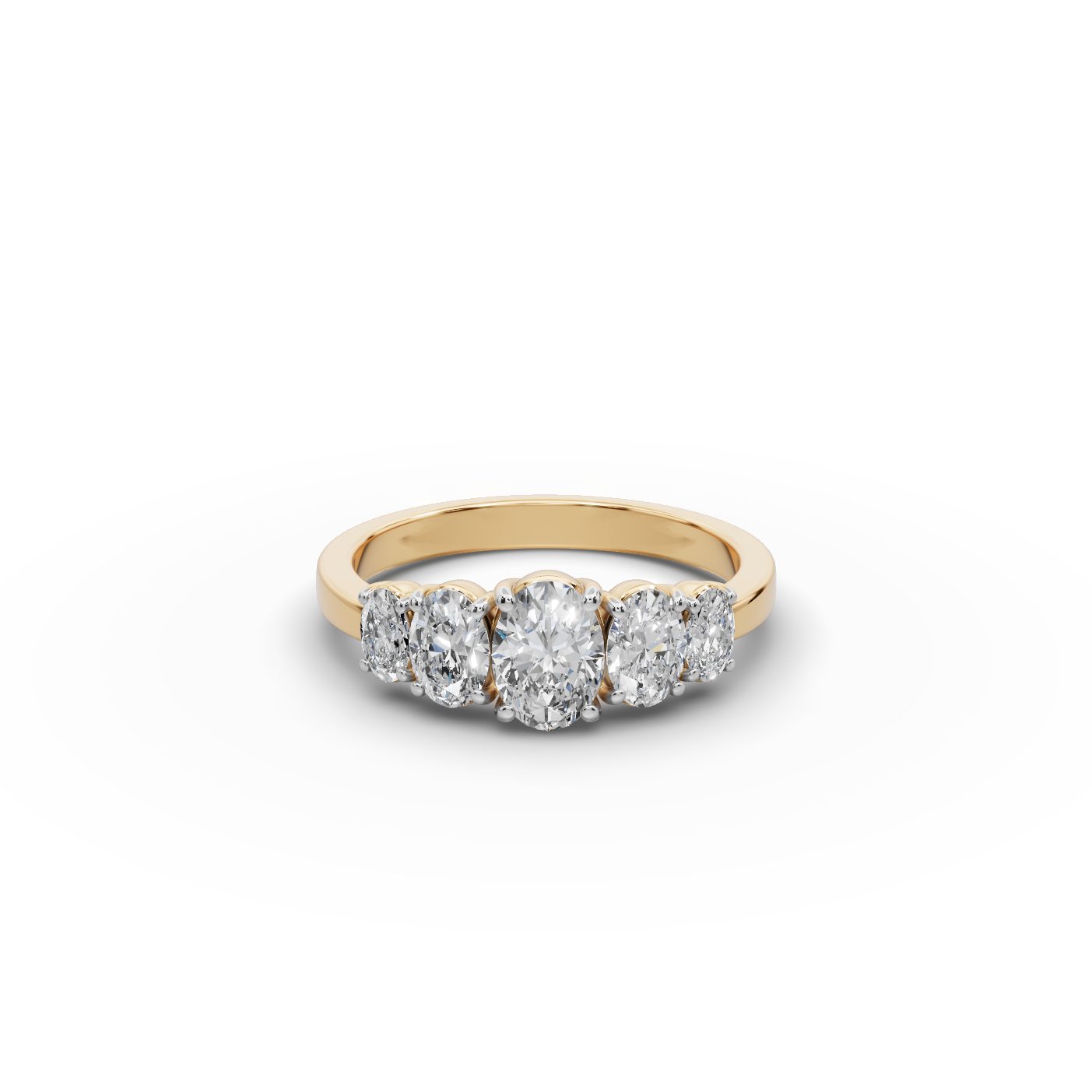 Timeless Promise Oval Lab-Grown Diamond Five Stone Ring in yellow gold, set with lab-grown diamonds