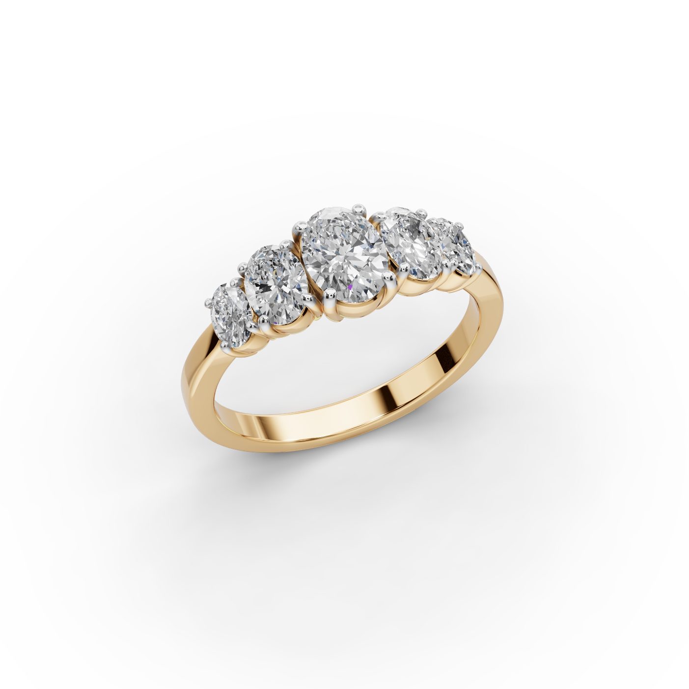 Timeless Promise Oval Lab-Grown Diamond Five Stone Ring in yellow gold