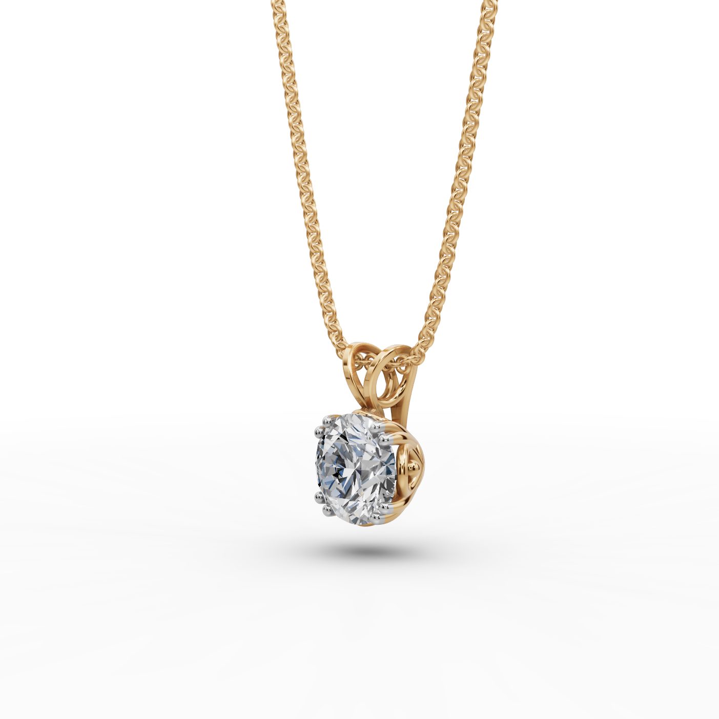 Midnight Bloom Round Lab-Grown Diamond Solitaire Pendant in yellow gold