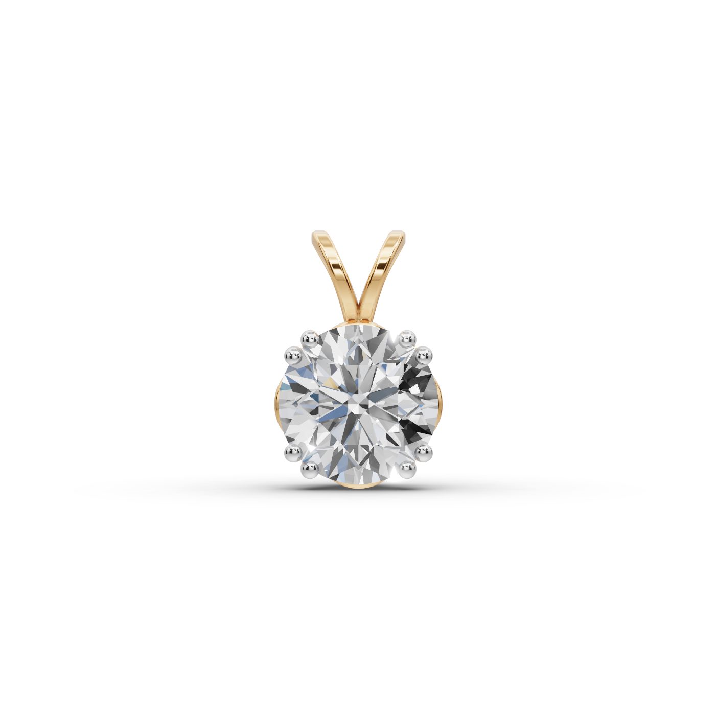 Midnight Bloom Round Lab-Grown Diamond Solitaire Pendant in yellow gold, set with lab-grown diamonds
