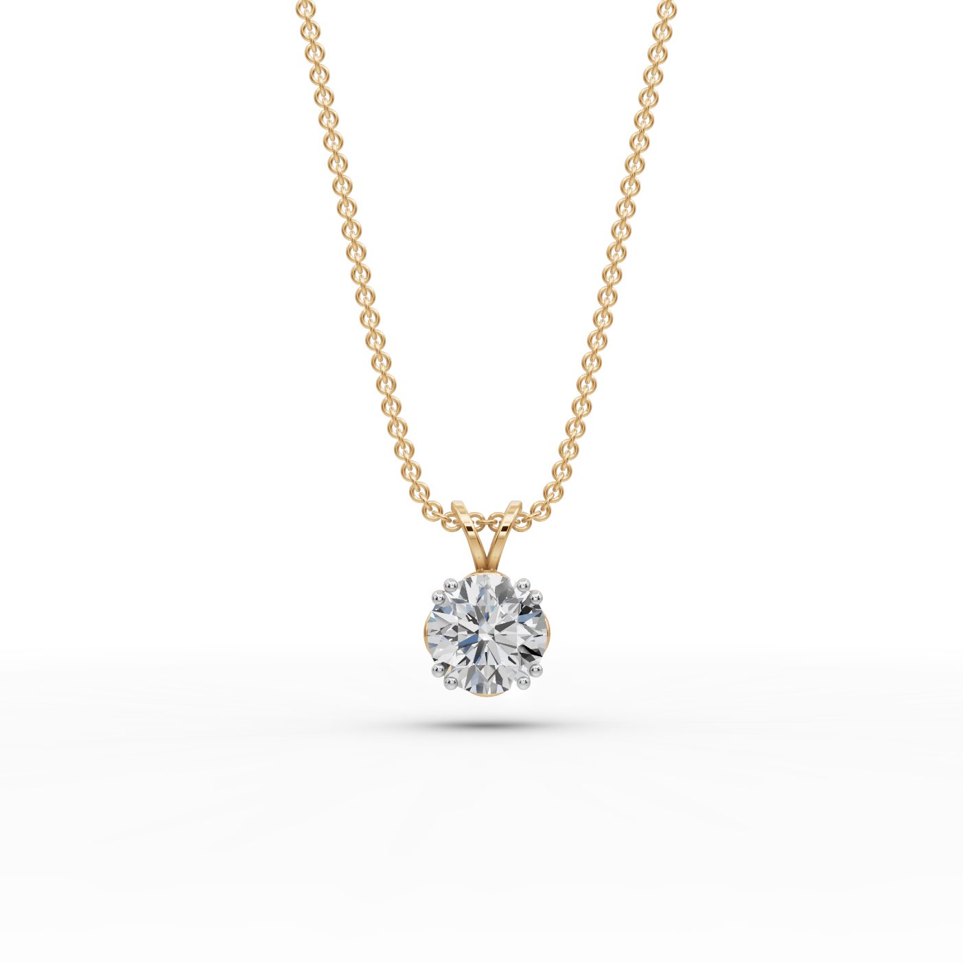 Midnight Bloom Round Lab-Grown Diamond Solitaire Pendant in yellow gold