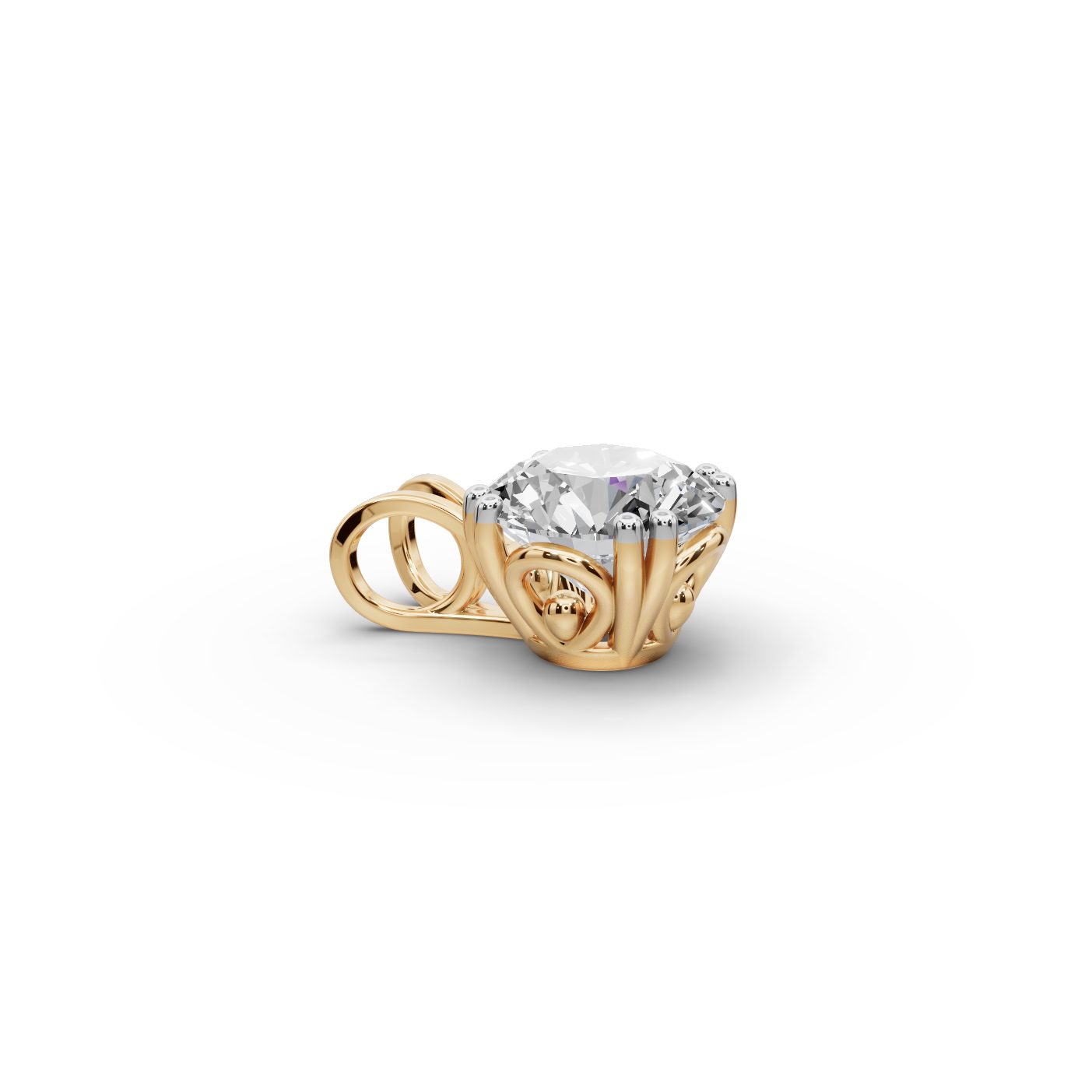 Midnight Bloom Round Lab-Grown Diamond Solitaire Pendant in yellow gold