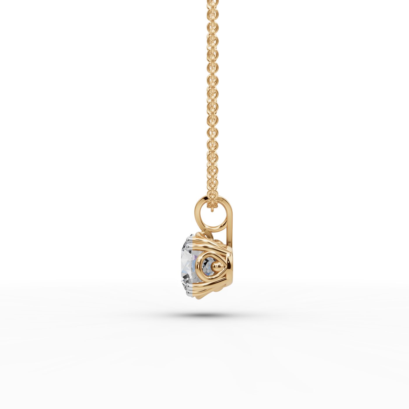 Midnight Bloom Round Lab-Grown Diamond Solitaire Pendant in yellow gold