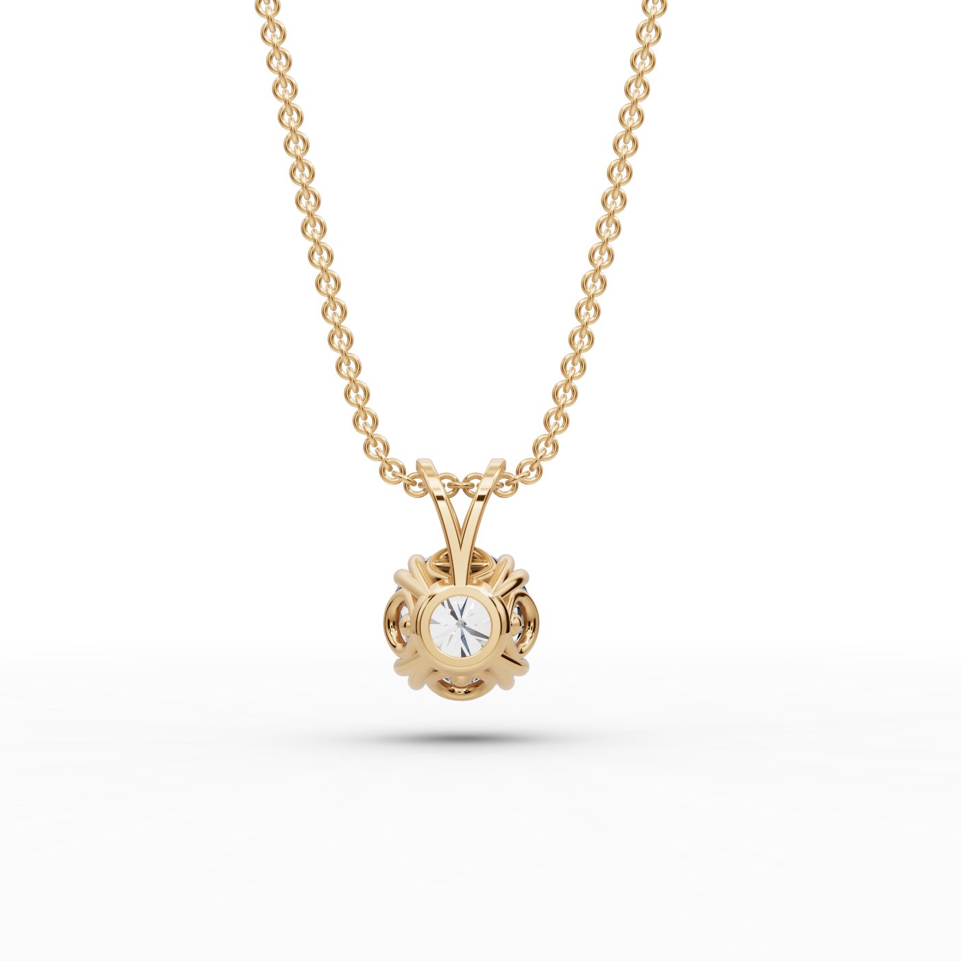 Midnight Bloom Round Lab-Grown Diamond Solitaire Pendant in yellow gold