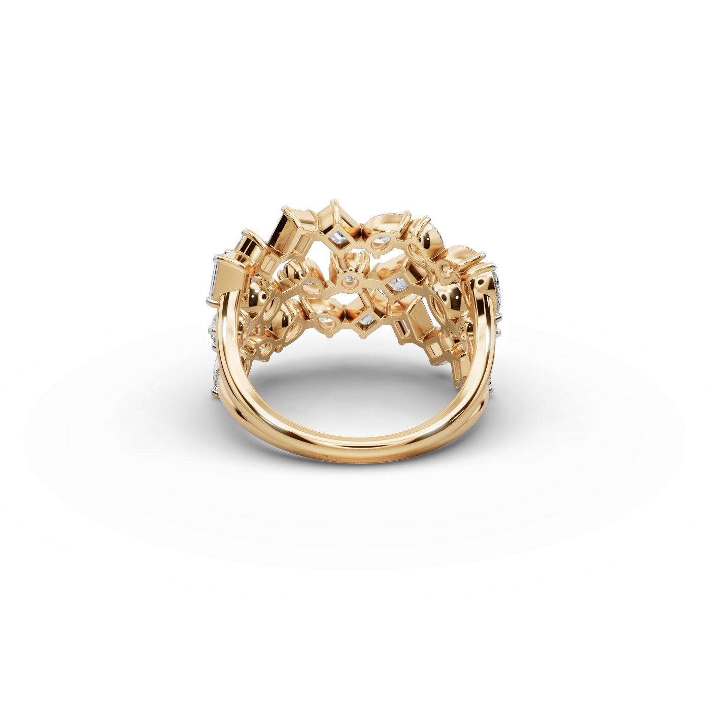 Opulent Cascade Emerald Lab-Grown Diamond Bands Ring in yellow gold