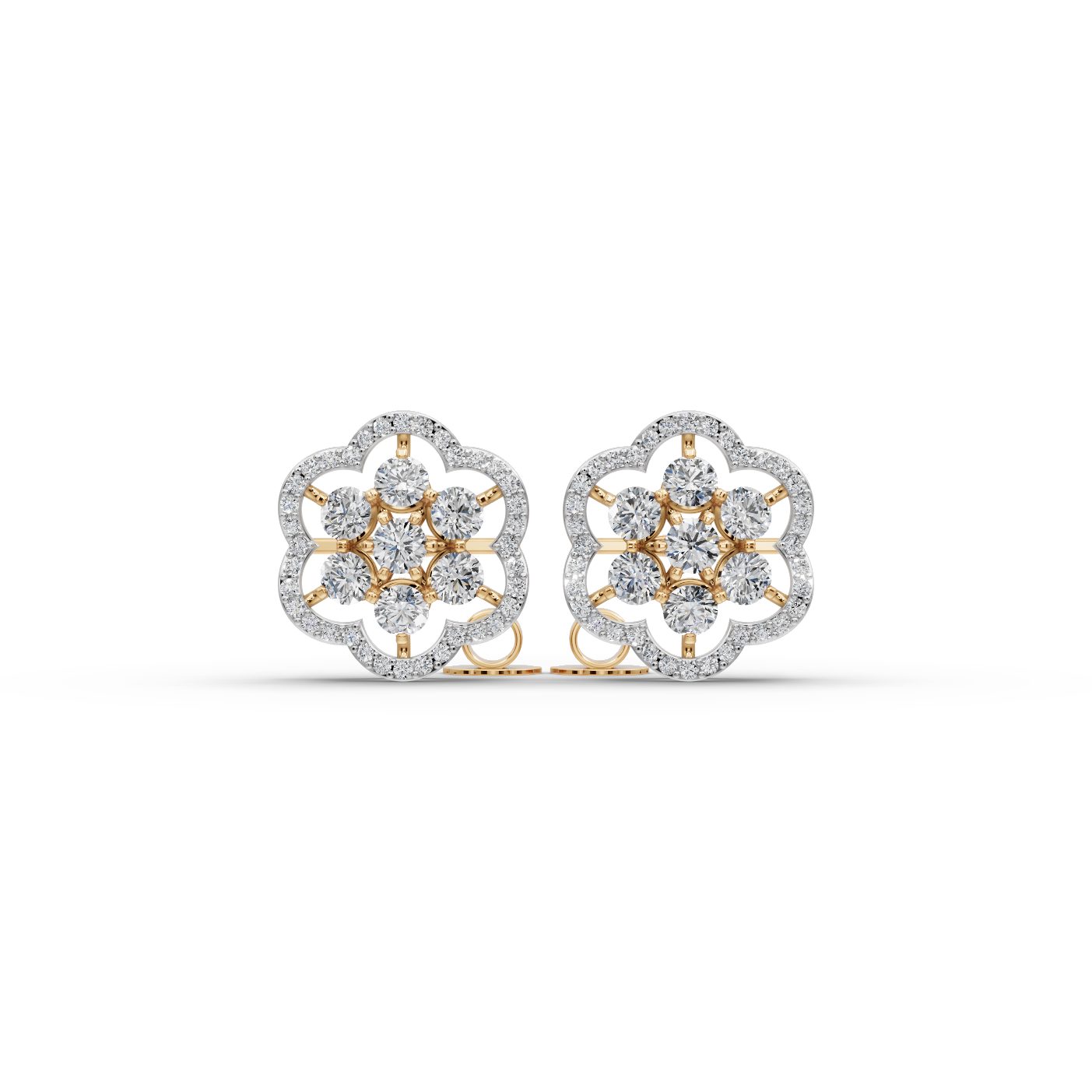 Majestic Sparkle Round Lab-Grown Diamond Studs Earring in yellow gold