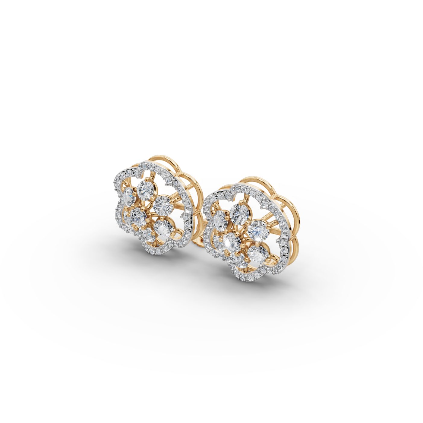 Majestic Sparkle Round Lab-Grown Diamond Studs Earring in yellow gold, set with lab-grown diamonds