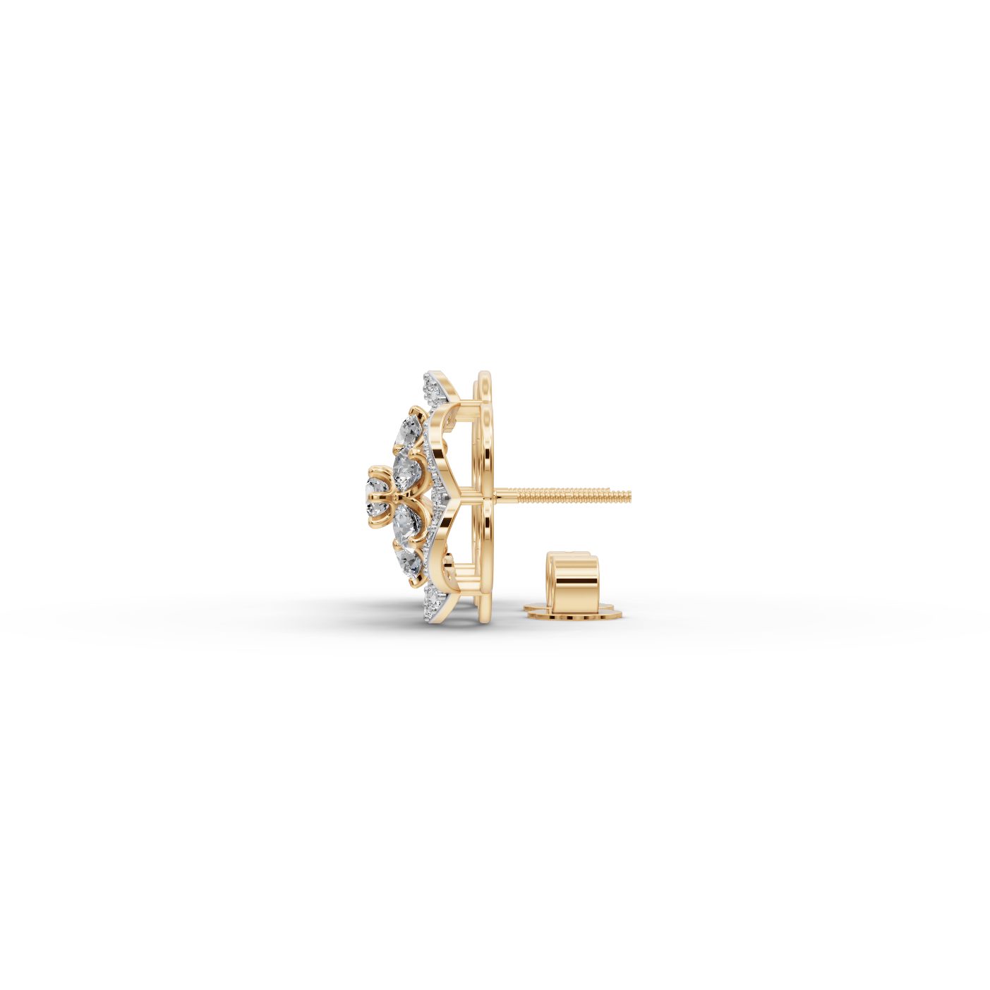 Majestic Sparkle Round Lab-Grown Diamond Studs Earring in yellow gold