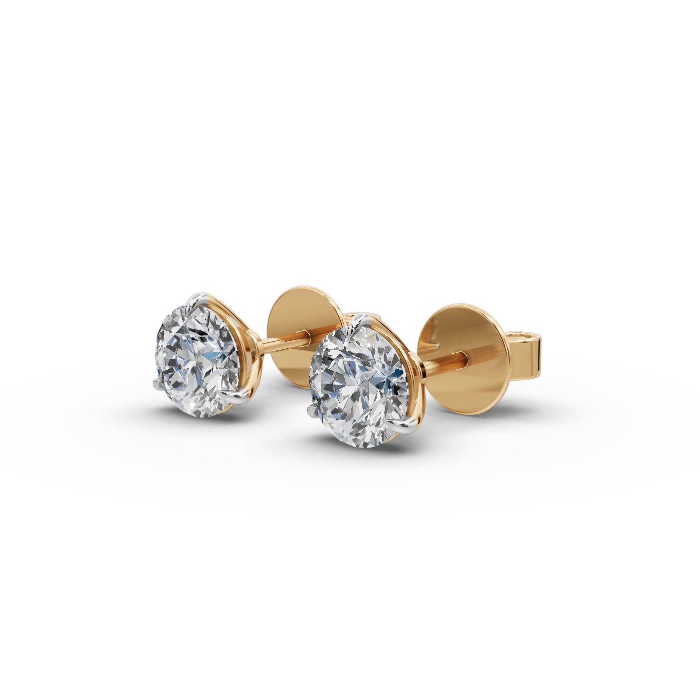 Pristine Promise Round Lab-Grown Diamond Studs Earring in yellow gold, set with lab-grown diamonds
