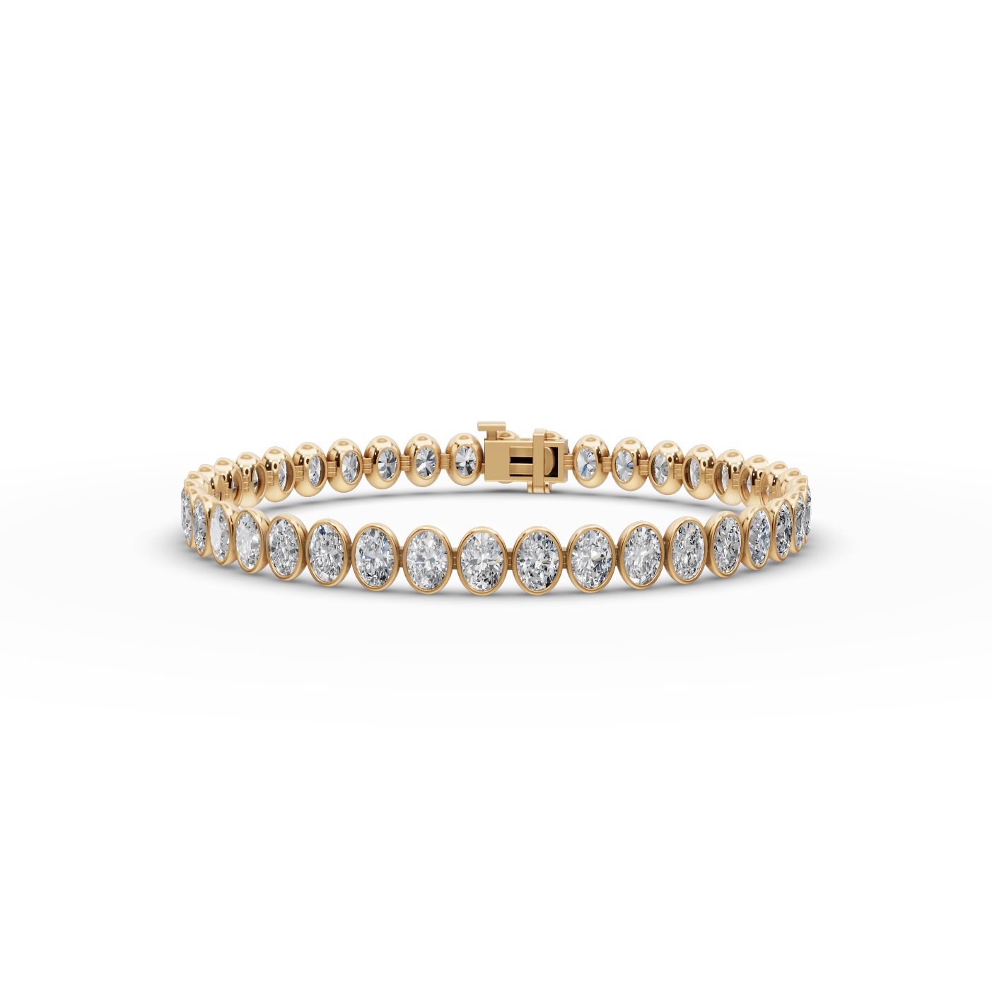 Majestic Promise Oval Lab-Grown Diamond Tennis Bracelet in yellow gold, set with lab-grown diamonds