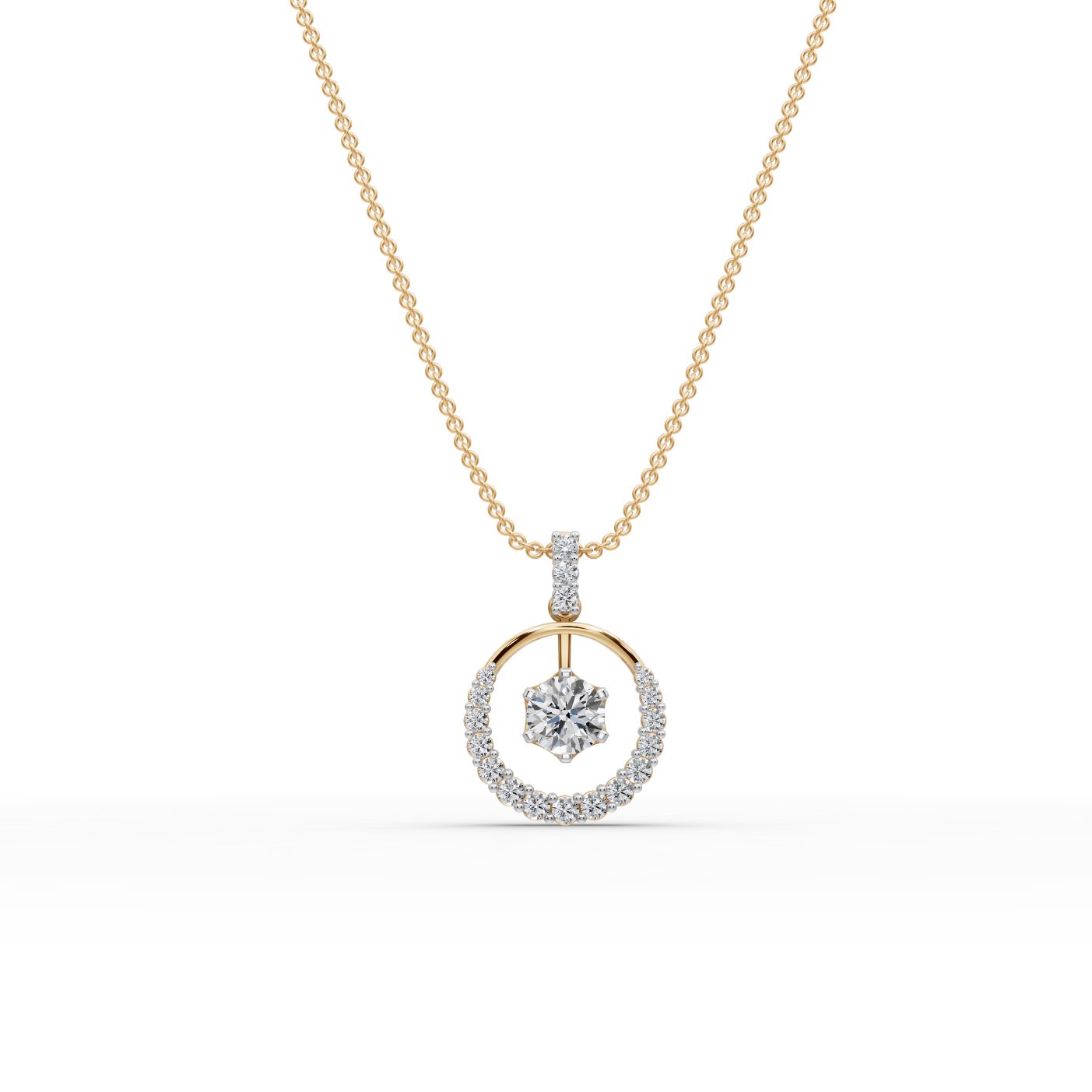 Royal Whisper Round Lab-Grown Diamond Solitaire Pendant in yellow gold