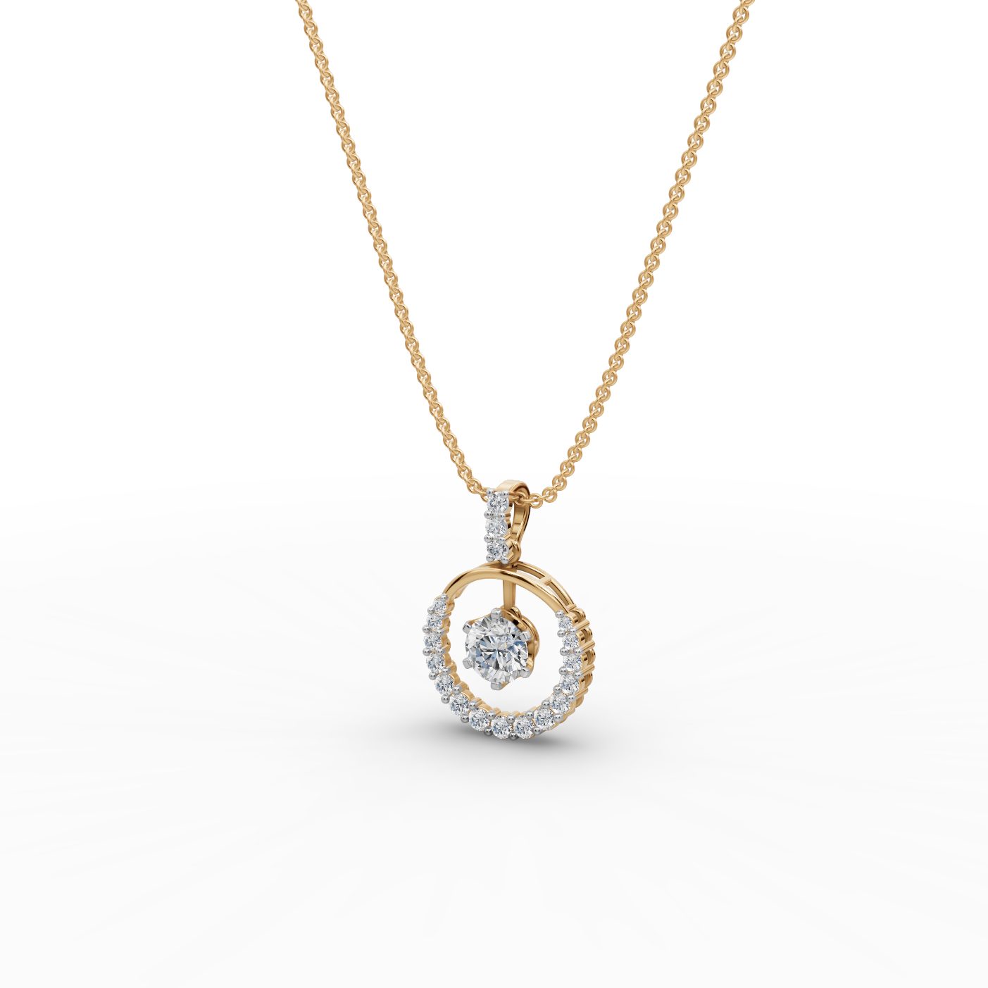 Royal Whisper Round Lab-Grown Diamond Solitaire Pendant in yellow gold