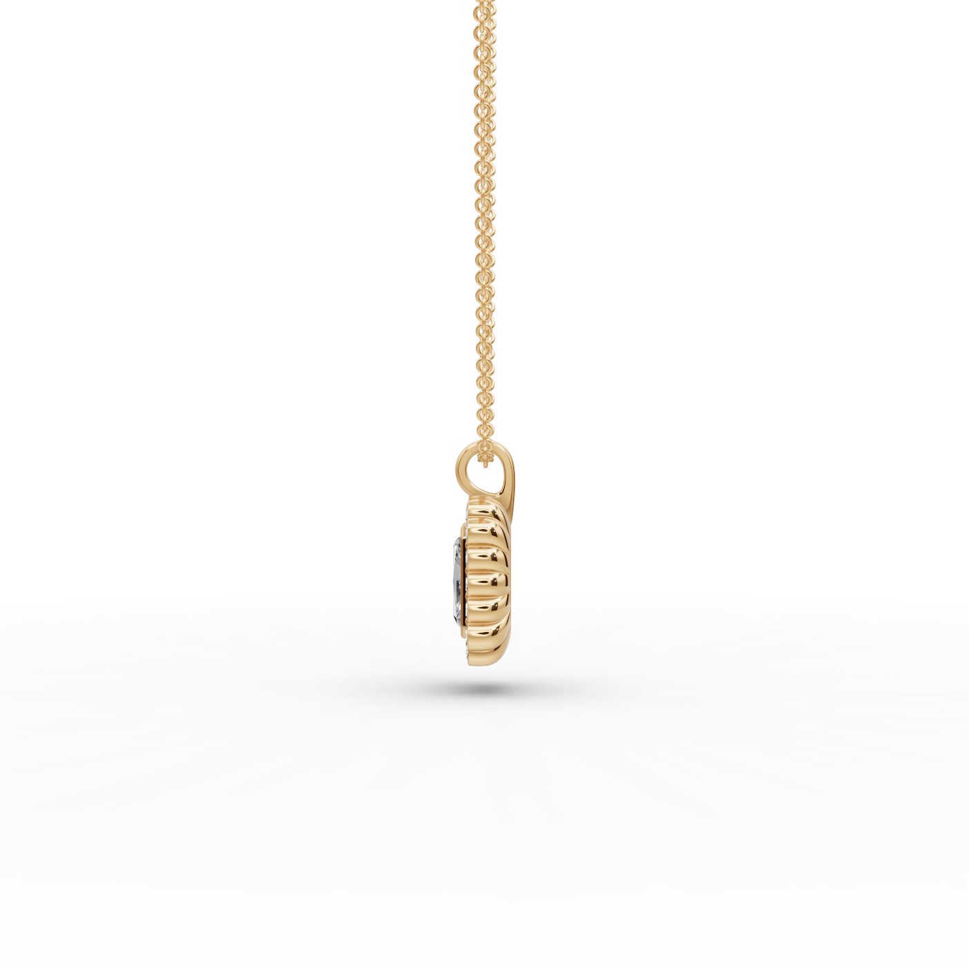 Celestial Cascade Radiant Lab-Grown Diamond Halo Pendant in yellow gold