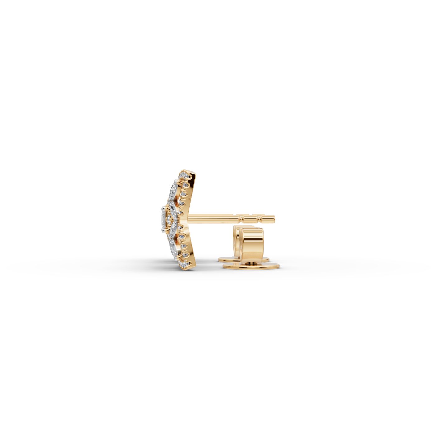 Radiant Trail Marquise Lab-Grown Diamond Studs Earring in yellow gold