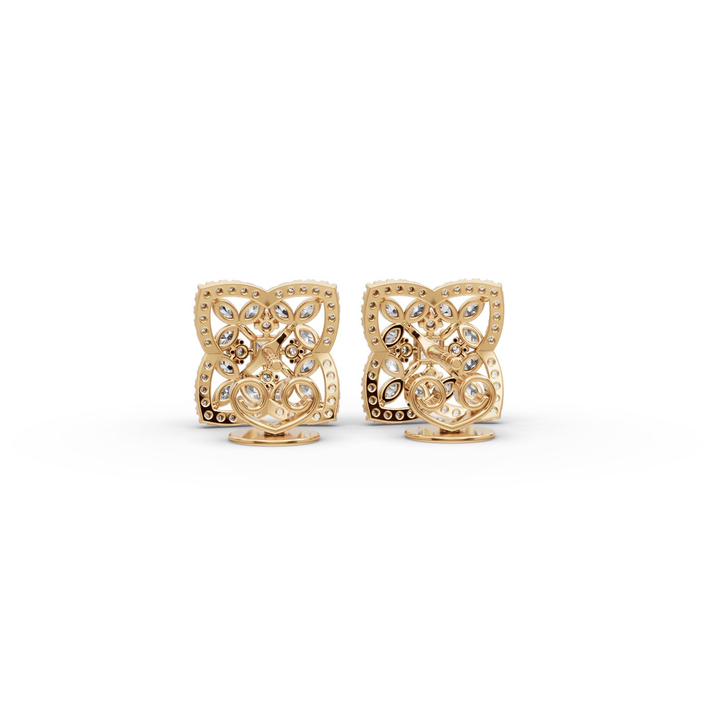 Radiant Trail Marquise Lab-Grown Diamond Studs Earring in yellow gold