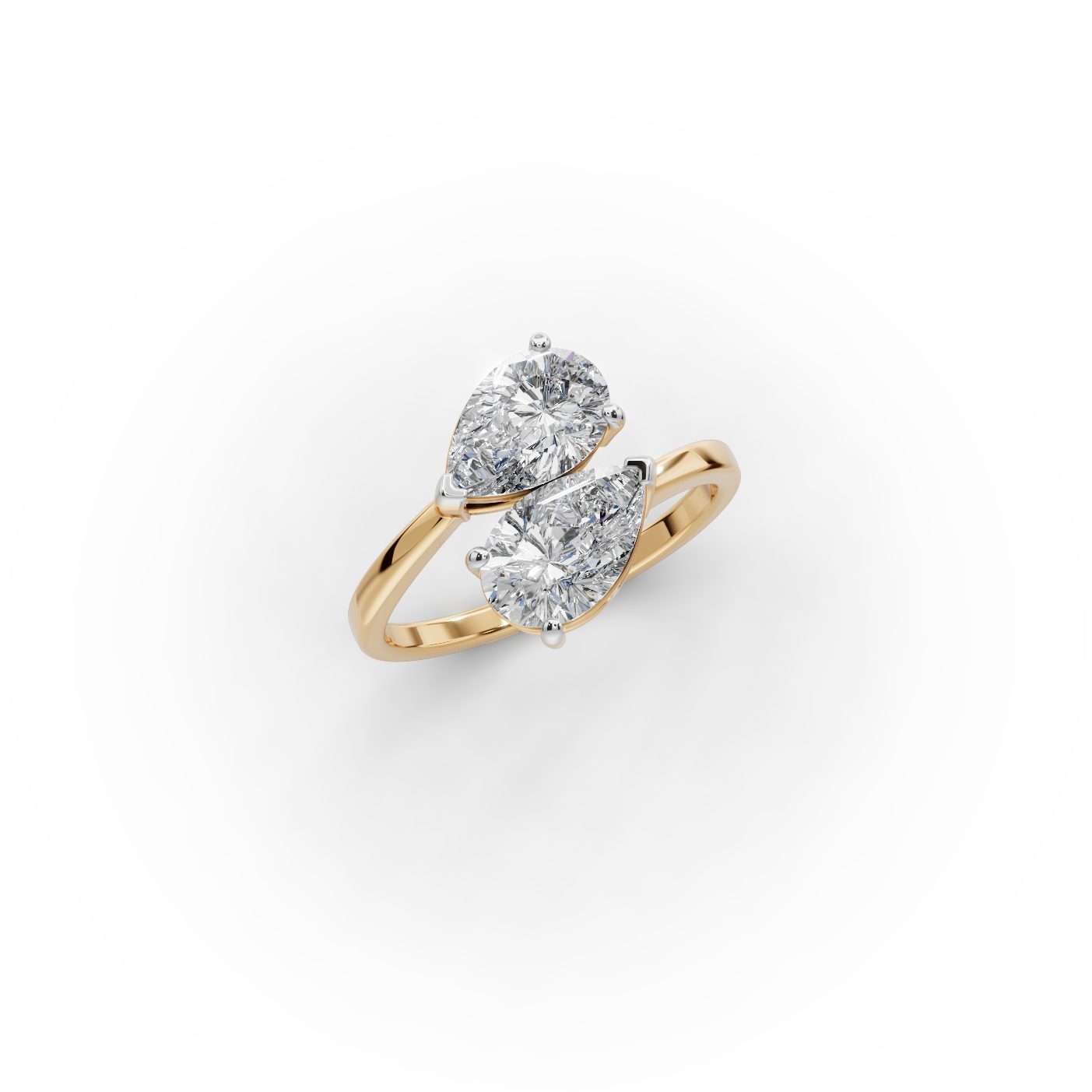 Majestic Reverie Pear Lab-Grown Diamond Two Stone Toi Et Moi in yellow gold