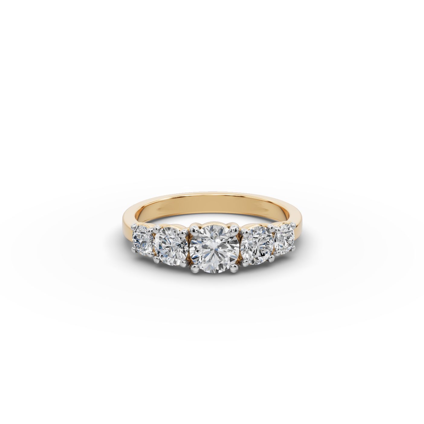 Morning Bloom Round Lab-Grown Diamond Five Stone Ring in yellow gold, set with lab-grown diamonds