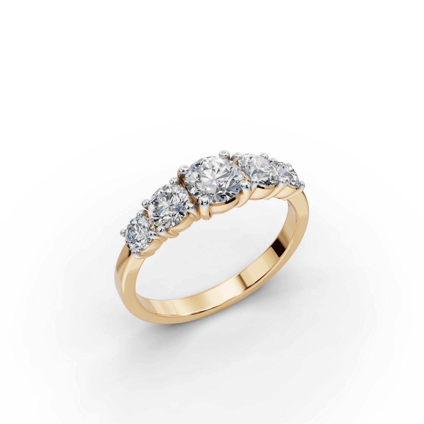 Morning Bloom Round Lab-Grown Diamond Five Stone Ring in yellow gold