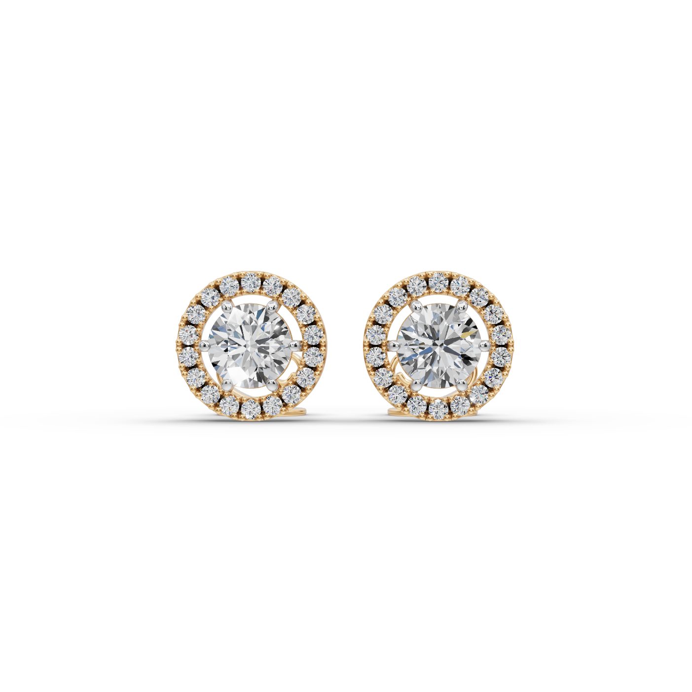 Brilliant Aura Round Lab-Grown Diamond Studs Earring in yellow gold, set with lab-grown diamonds
