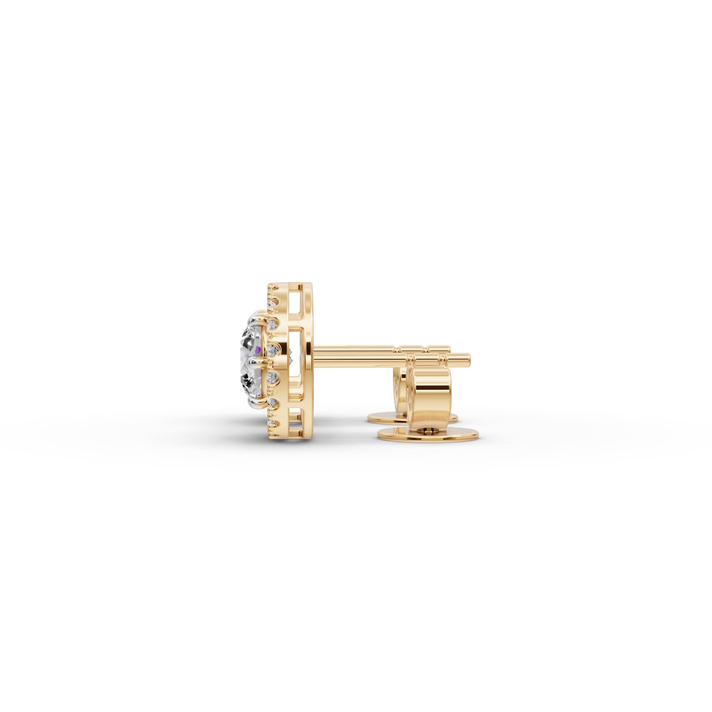 Brilliant Aura Round Lab-Grown Diamond Studs Earring in yellow gold