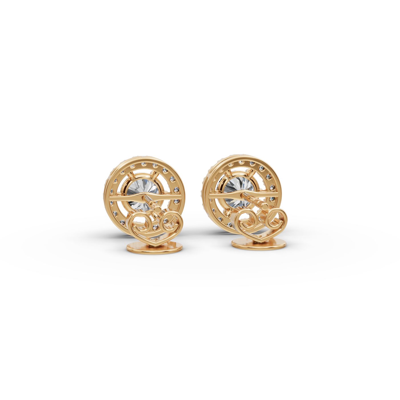 Brilliant Aura Round Lab-Grown Diamond Studs Earring in yellow gold