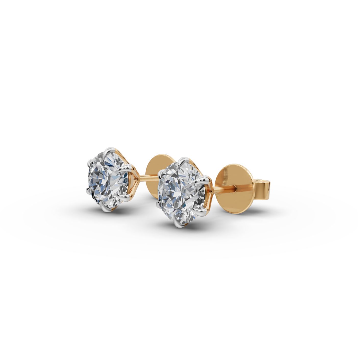 Regal Grace Round Lab-Grown Diamond Studs Earring in yellow gold, set with lab-grown diamonds