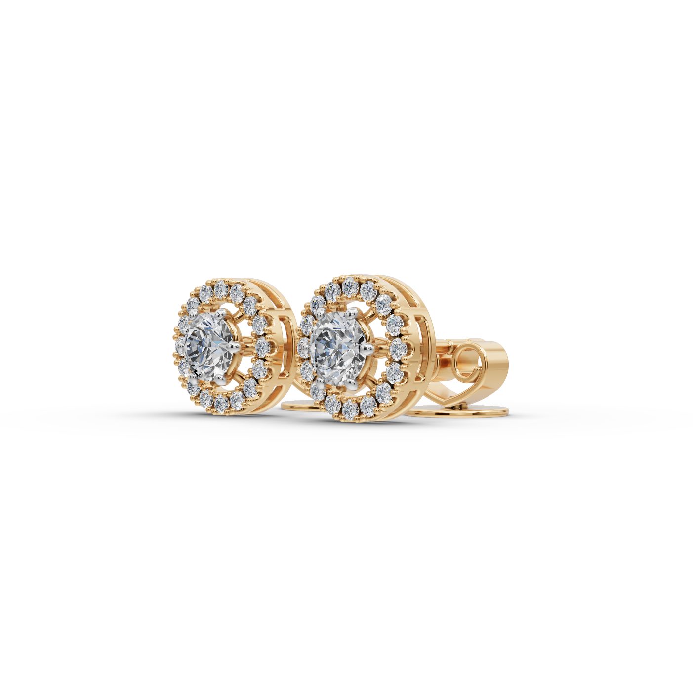 Delicate Muse Round Lab-Grown Diamond Studs Earring in yellow gold