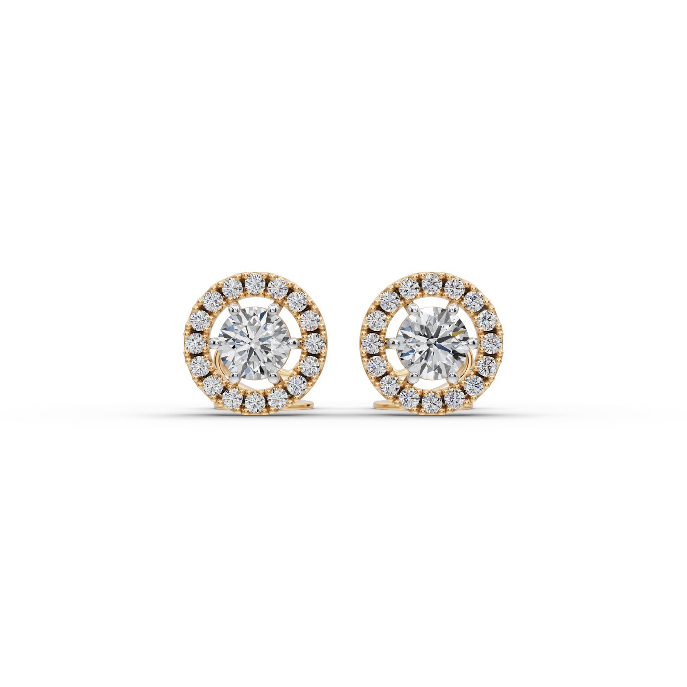 Delicate Muse Round Lab-Grown Diamond Studs Earring in yellow gold, set with lab-grown diamonds
