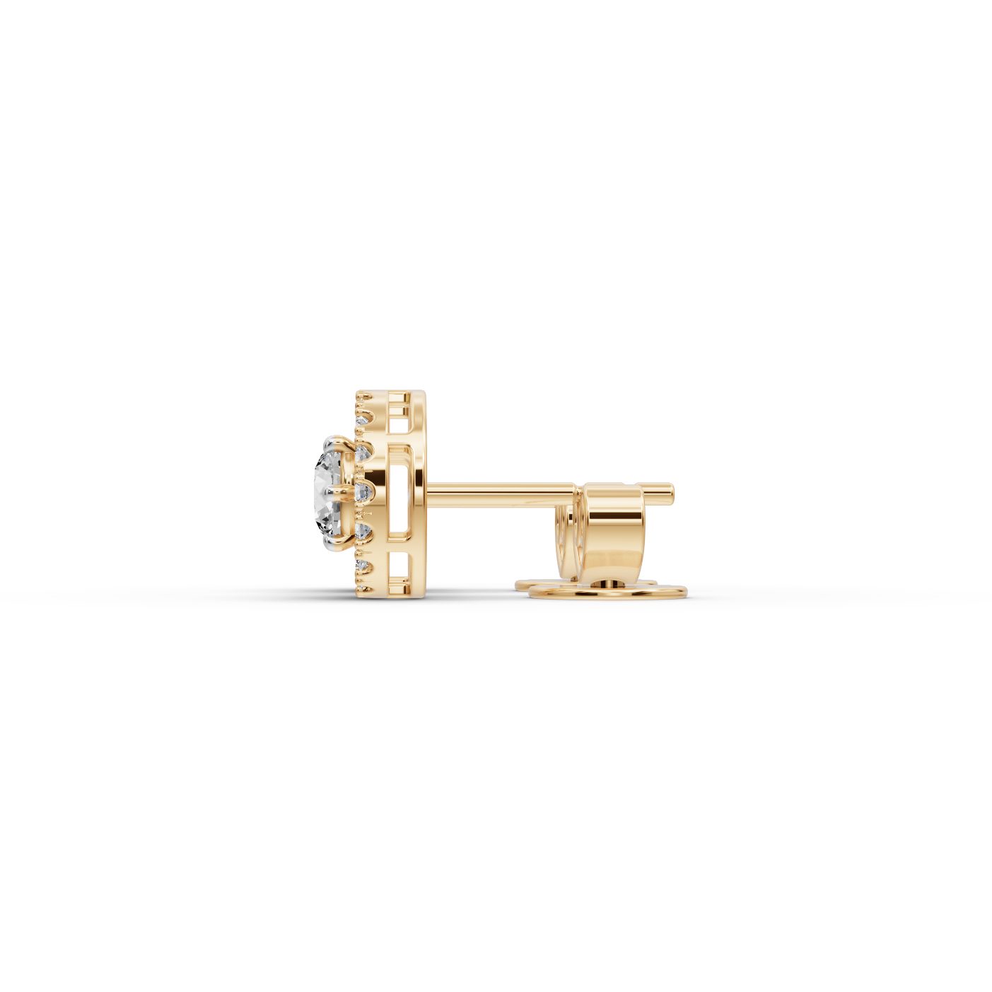 Delicate Muse Round Lab-Grown Diamond Studs Earring in yellow gold