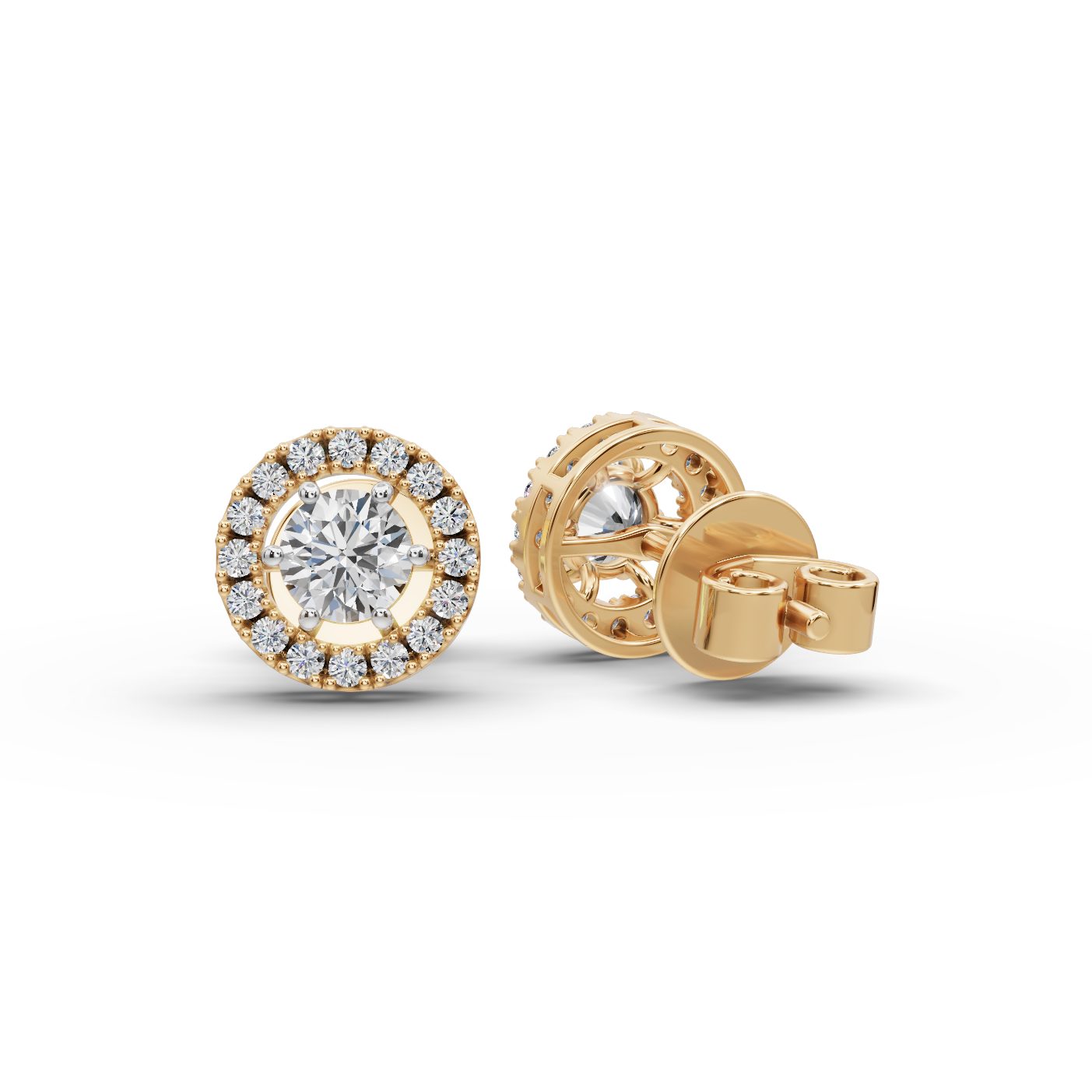 Delicate Muse Round Lab-Grown Diamond Studs Earring in yellow gold