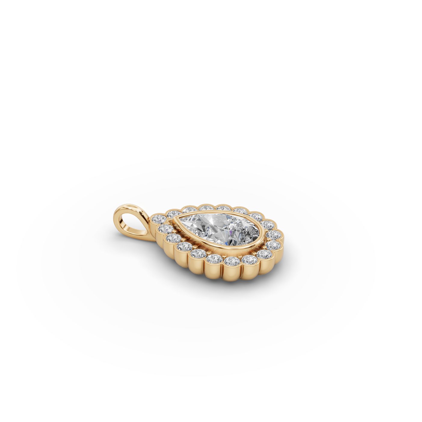 Endless Aura Pear Lab-Grown Diamond Halo Pendant in yellow gold