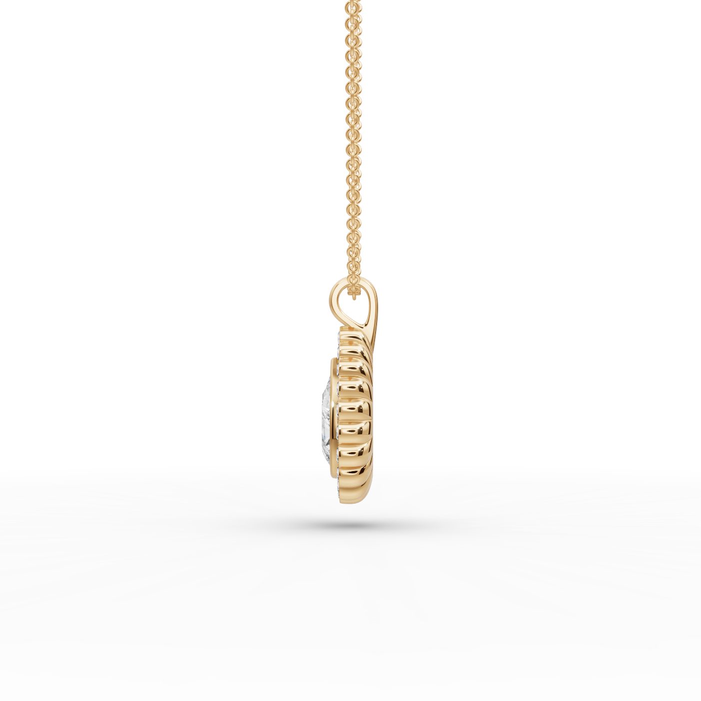 Endless Aura Pear Lab-Grown Diamond Halo Pendant in yellow gold