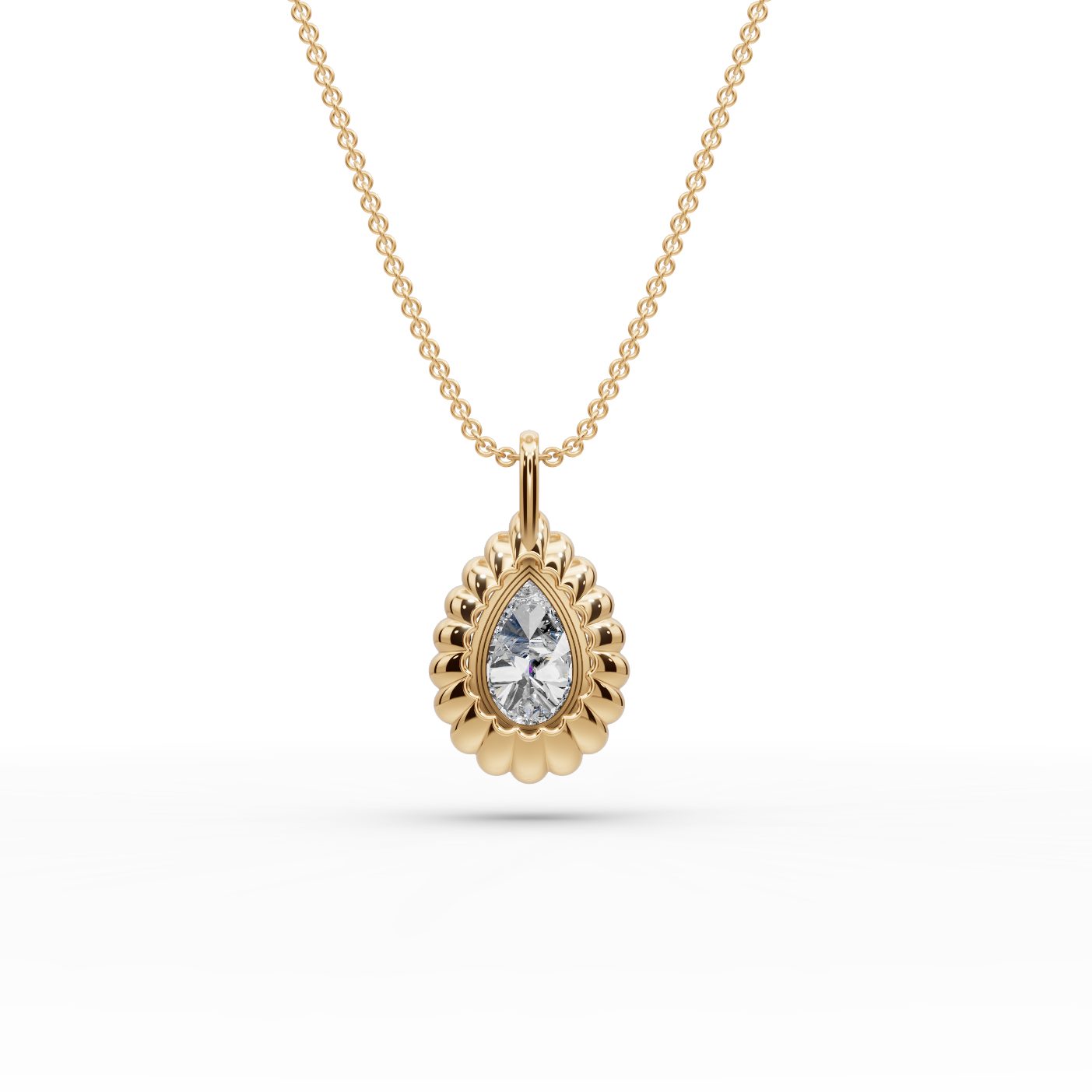 Endless Aura Pear Lab-Grown Diamond Halo Pendant in yellow gold