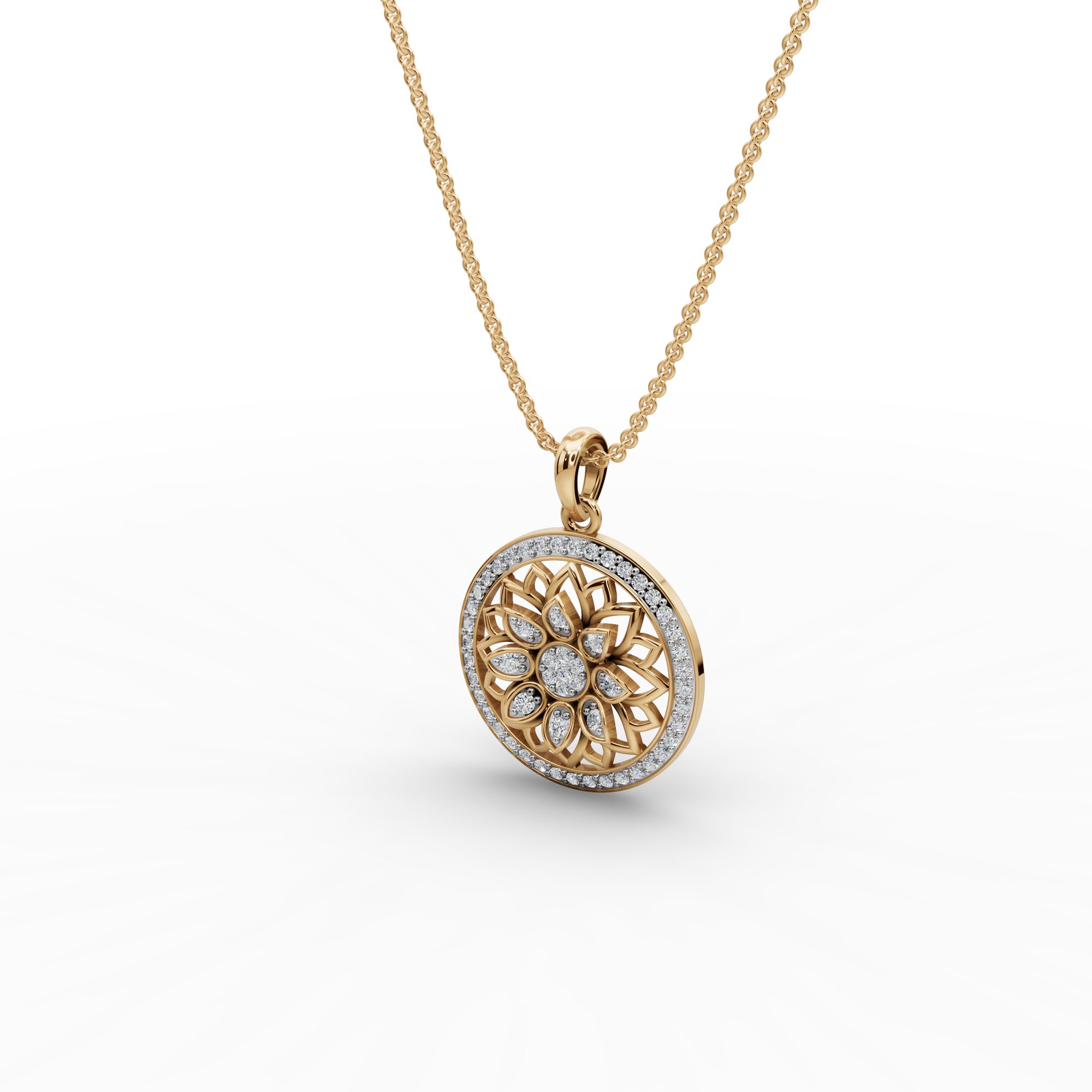 Enduring Reverie Round Lab-Grown Diamond Cluster Pendant in yellow gold