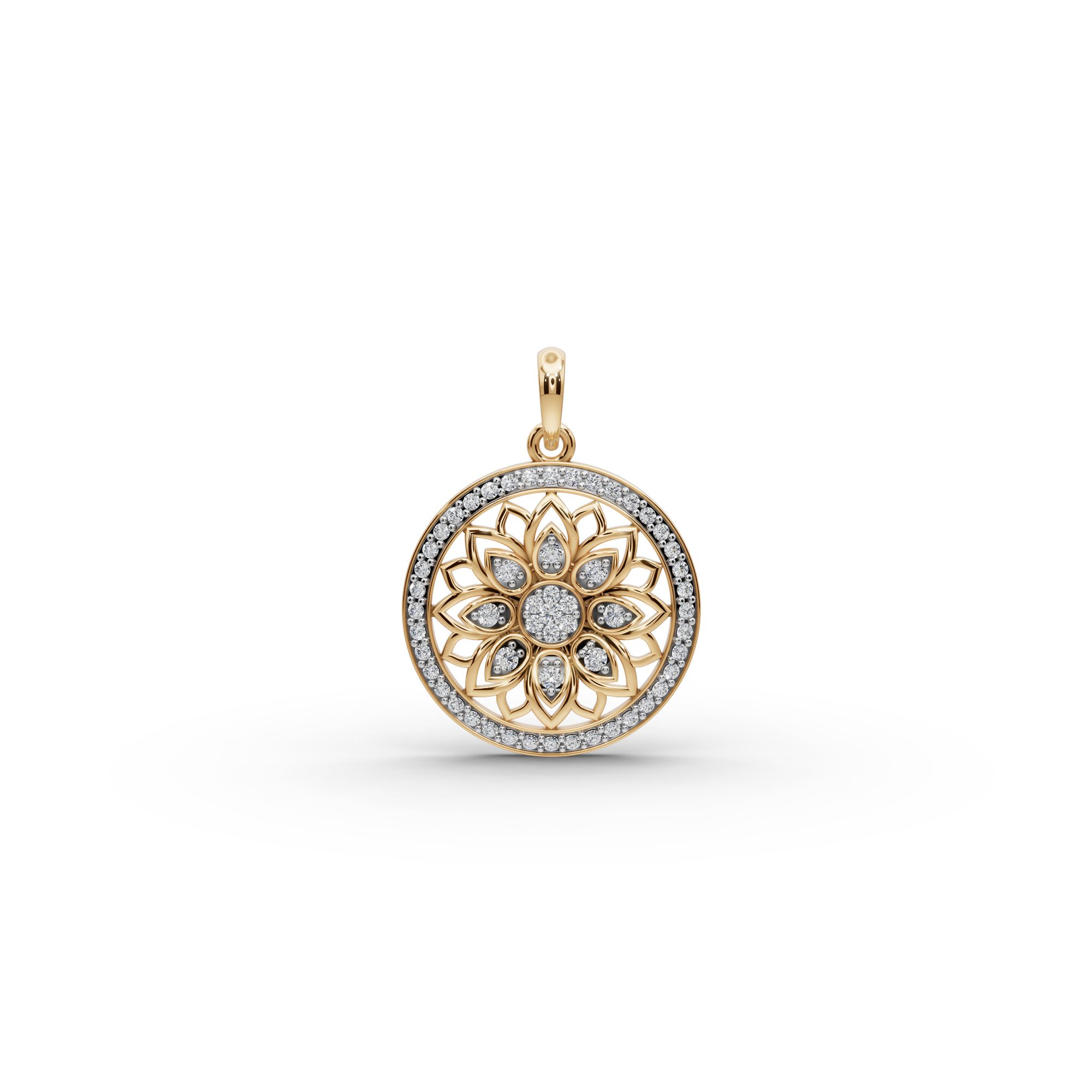 Enduring Reverie Round Lab-Grown Diamond Cluster Pendant in yellow gold, set with lab-grown diamonds