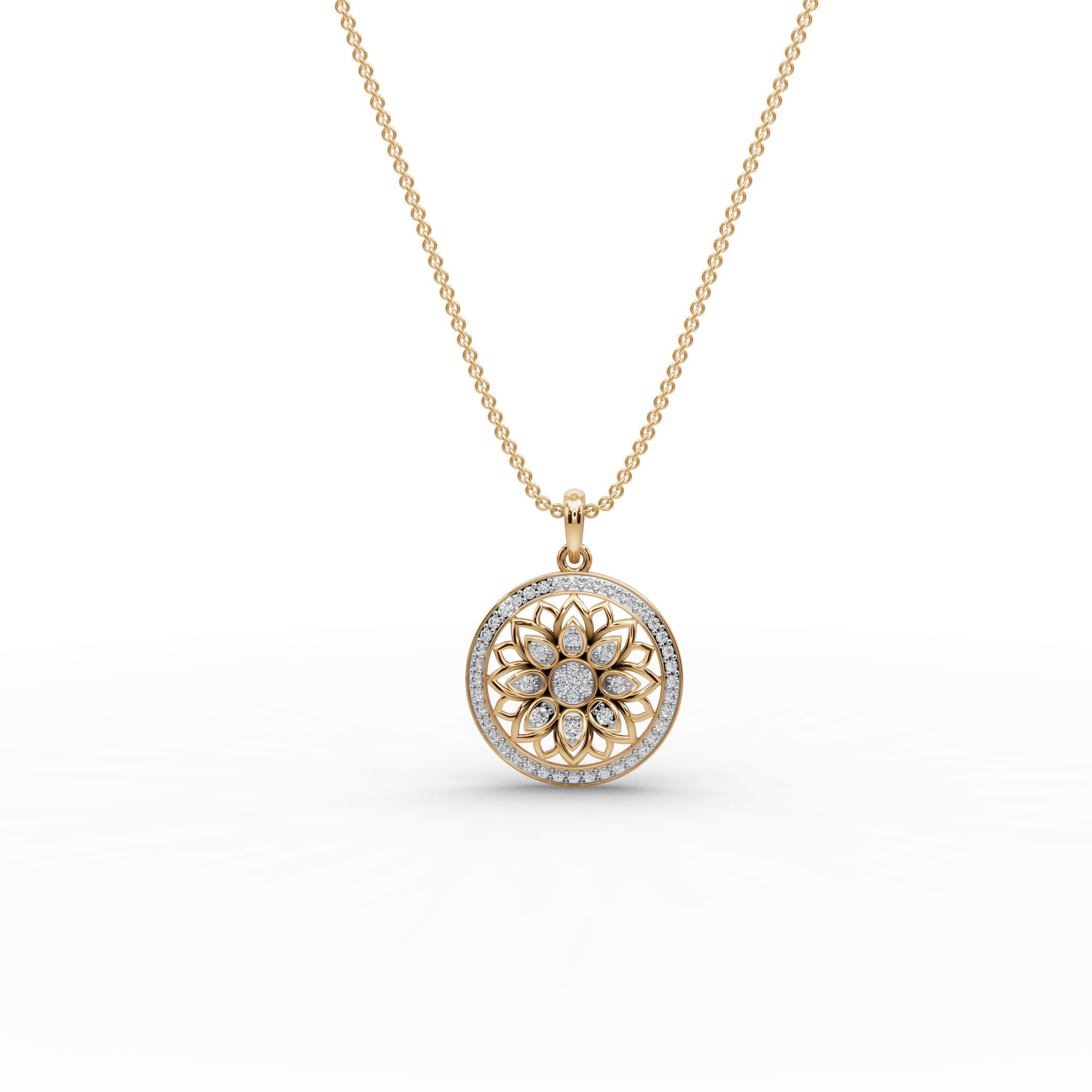 Enduring Reverie Round Lab-Grown Diamond Cluster Pendant in yellow gold