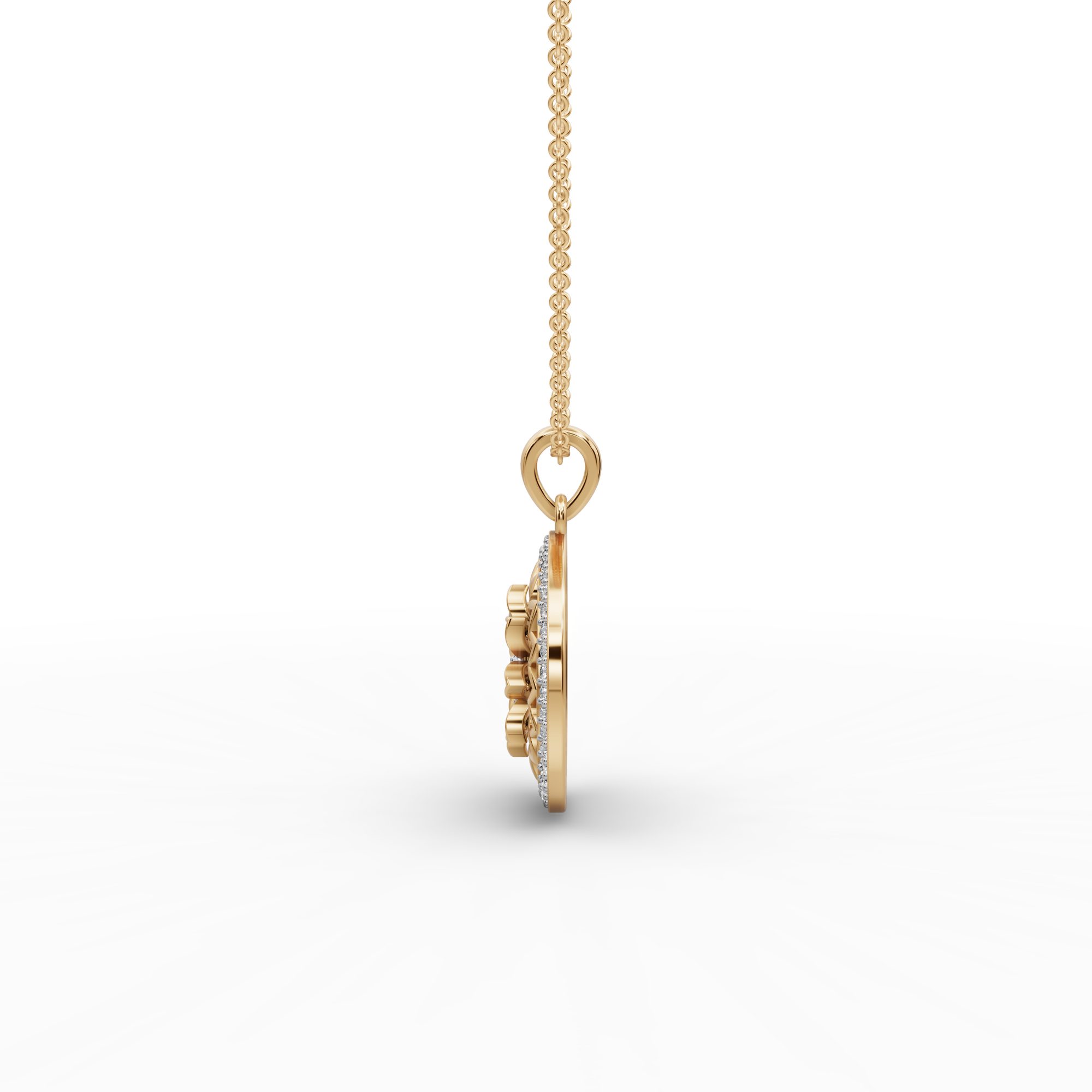 Enduring Reverie Round Lab-Grown Diamond Cluster Pendant in yellow gold