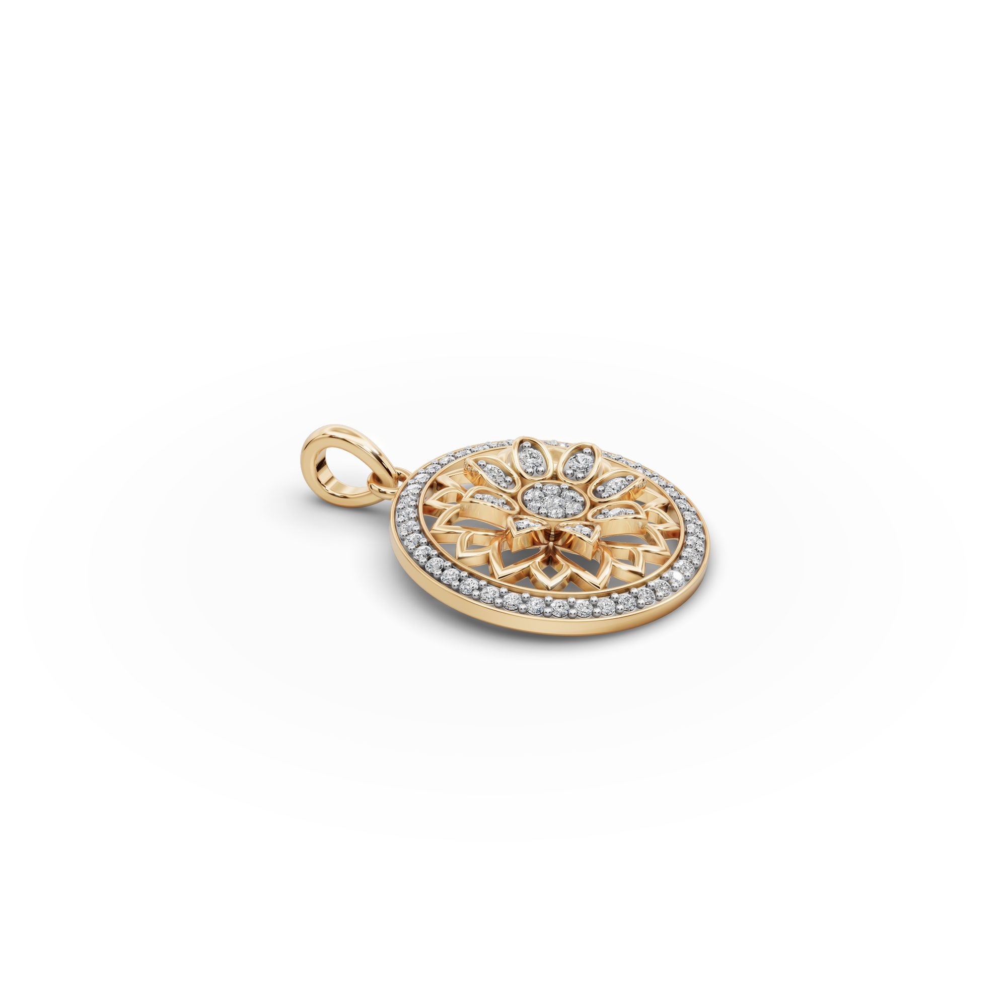 Enduring Reverie Round Lab-Grown Diamond Cluster Pendant in yellow gold