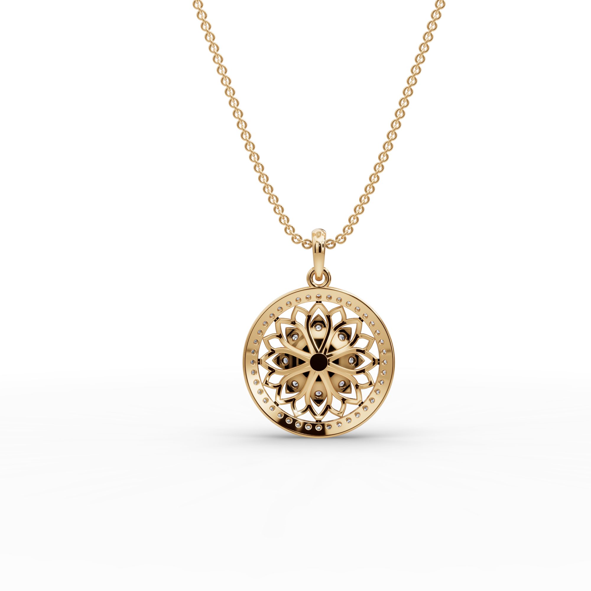 Enduring Reverie Round Lab-Grown Diamond Cluster Pendant in yellow gold