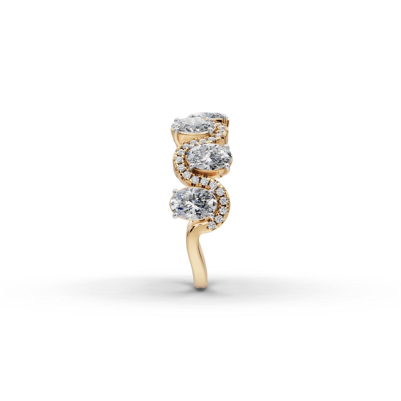 Brilliant Whisper Oval Lab-Grown Diamond Bands Ring in yellow gold
