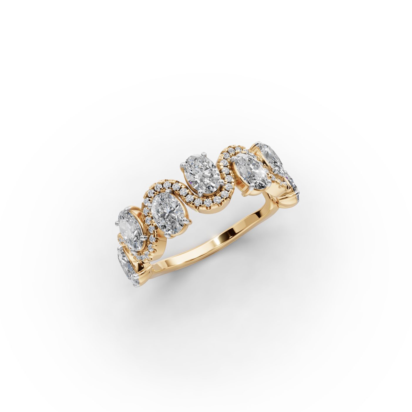 Brilliant Whisper Oval Lab-Grown Diamond Bands Ring in yellow gold