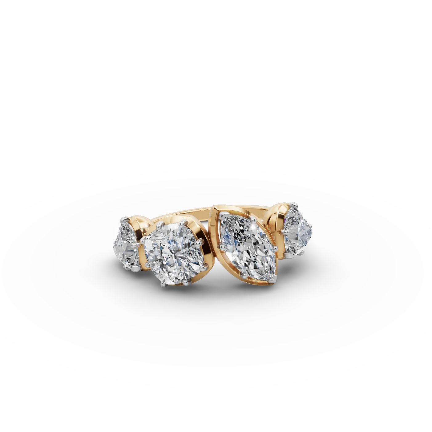 Enduring Aura Cushion Lab-Grown Diamond Cocktail Ring in yellow gold, set with lab-grown diamonds