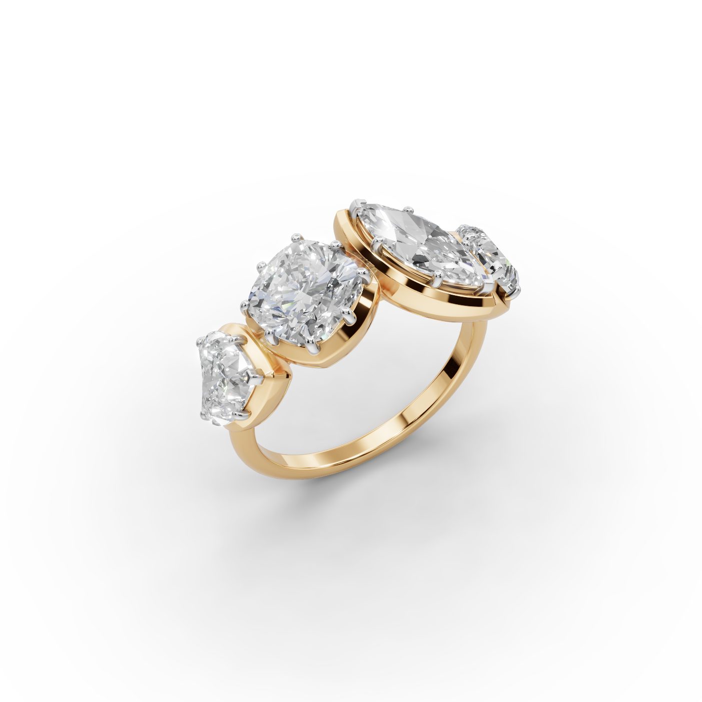 Enduring Aura Cushion Lab-Grown Diamond Cocktail Ring in yellow gold